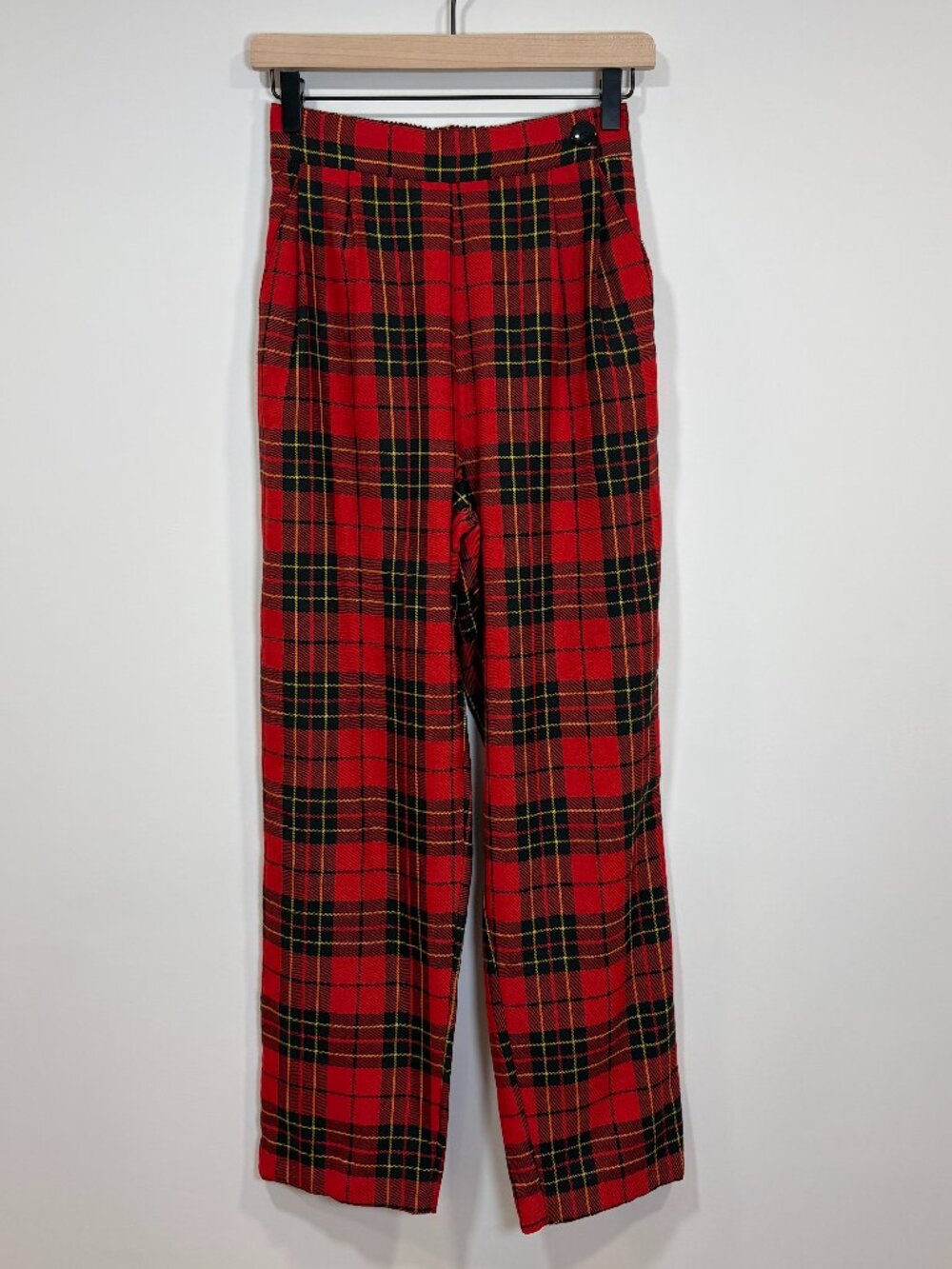 VTG! 90'S 🌟 BILL BLASS 🌟 TARTAN PLAID PLEATED HOLIDAY TROUSER RED / BLACK SZ 8